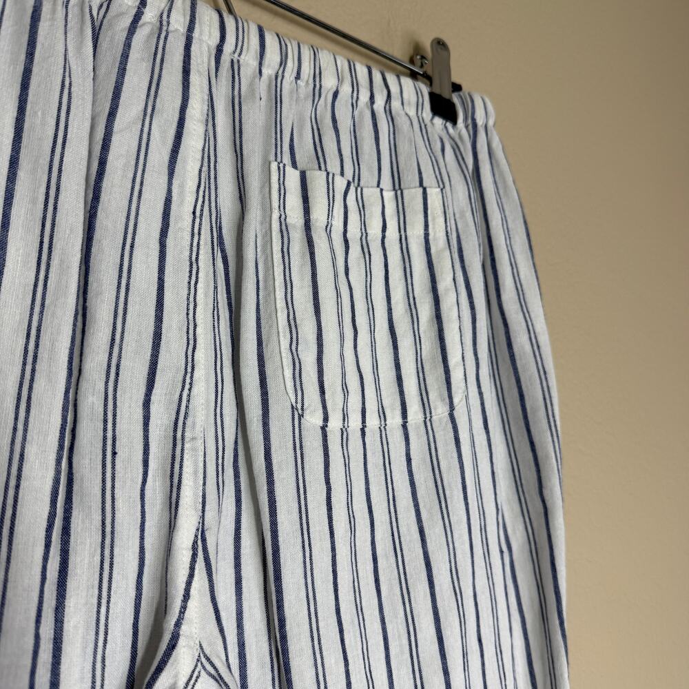 Joie Striped Linen Cotton Drawstring Pants Blue White Coastal Small - Picture 8 of 11